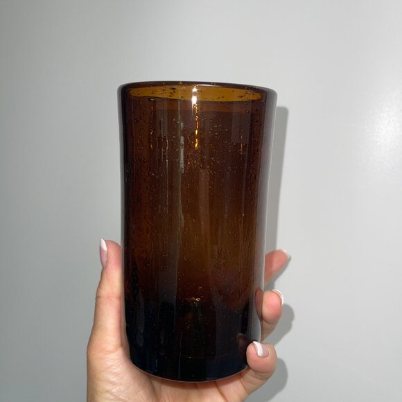 Vintage Bubble Tumblers Hand Blown Dark Amber Set of 5 Collectible - Picture 12 of 14
